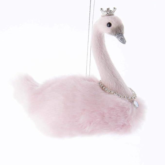Kurt Adler F2028 Plush Pink Swan Hanging Ornament, 4-inch High, Polyester, Plastic and Metal | Amazon (US)