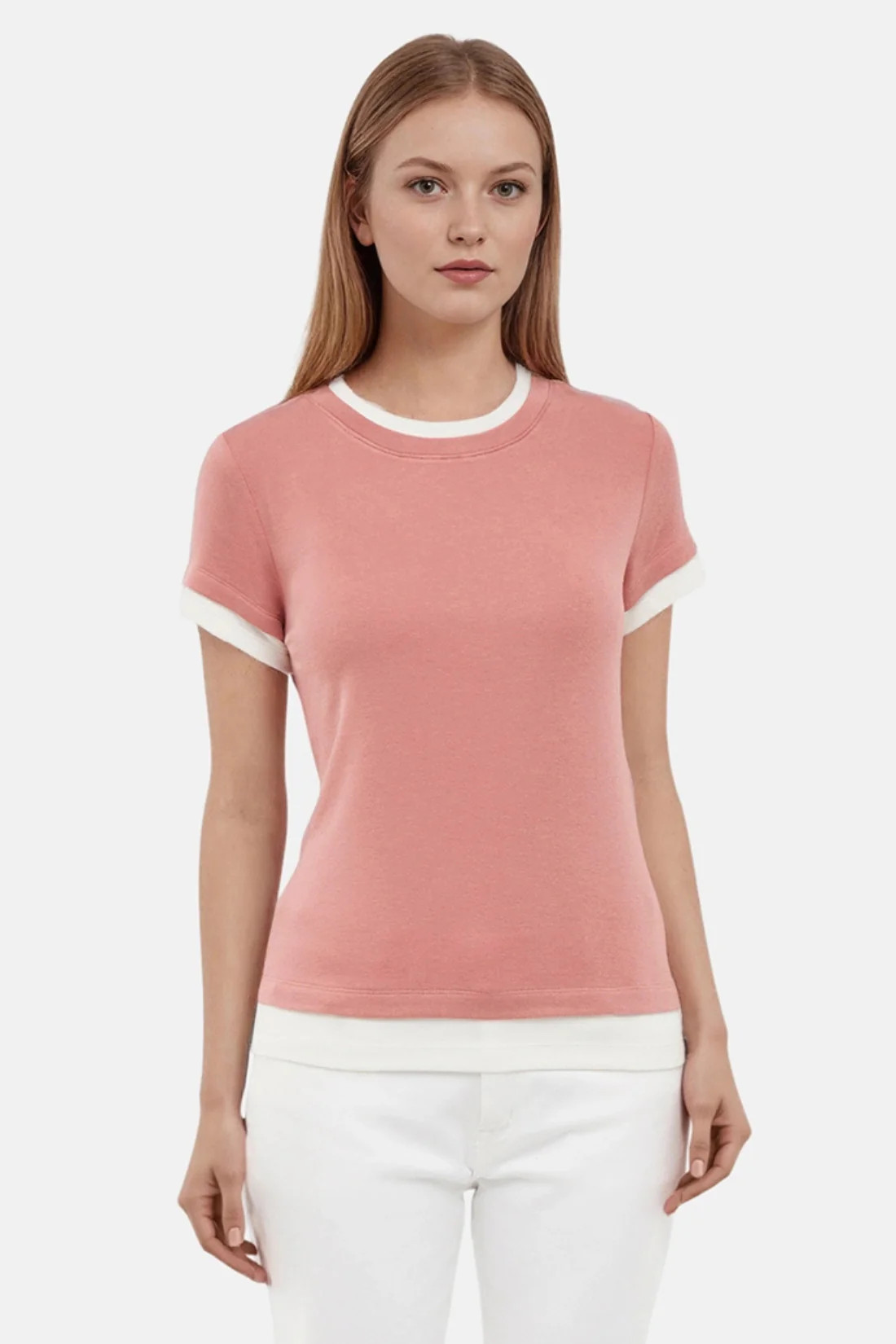 Veronica Layered Short Sleeve Tee | Withered Rose | Three Dots