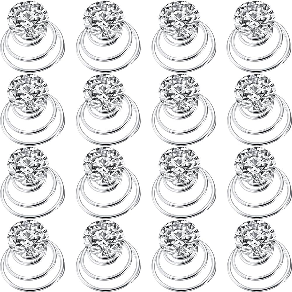 60 Pieces Rhinestone Crystal Twisters Set Spiral Hair Pin Silver Coil for Wedding, Bridal, Prom, Party and Special Occasion with Clear Container | Amazon (US)
