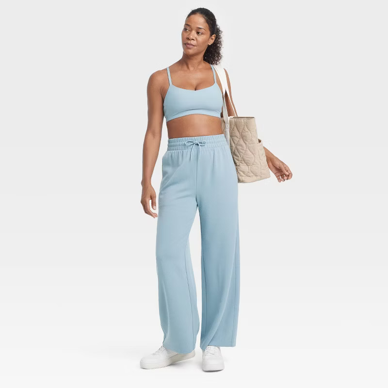 Women's Airy Sleek Ribbed High-Rise Wide Leg Pants - All In Motion™ | Target