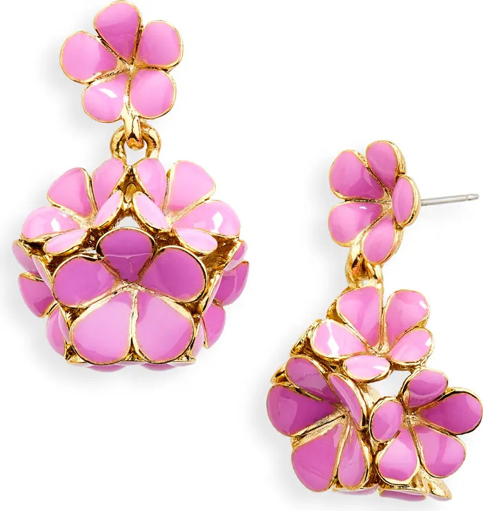 Floral Enamel Pompom Drop Earrings | Nordstrom