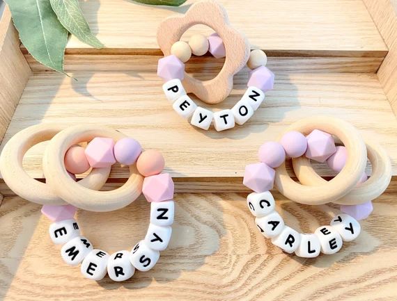 BABY TOY RING Custom Silicone Ring With Name Baby Shower | Etsy | Etsy (US)