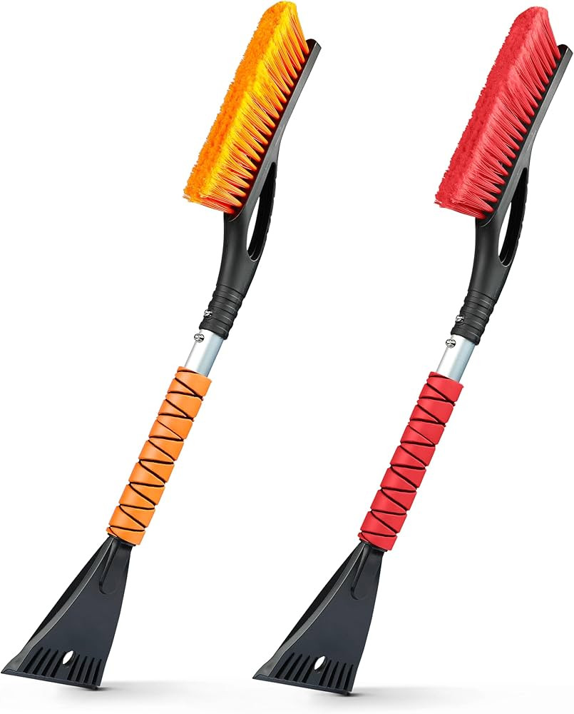 EcoNour 27" Aluminum Car Snow Scraper and Brush (Orange) | Weaved Bristle Head with Metal Body Ic... | Amazon (US)