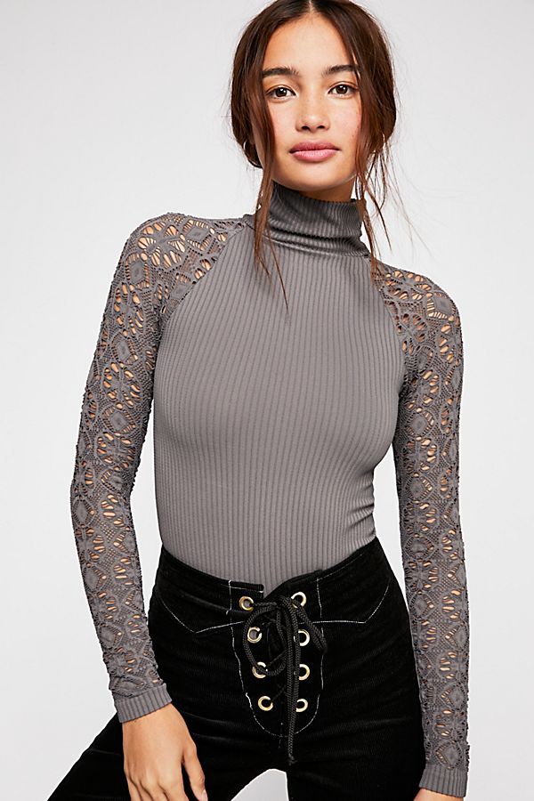 Rib and Lace Turtleneck | Free People (Global - UK&FR Excluded)