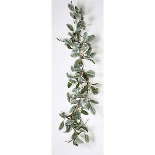 5 ft. Magnolia Leaf Garland with White Berries 7137 - The Home Depot | The Home Depot