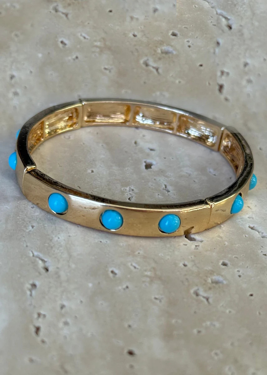 Cora Beaded Metal Cuff Bracelet - Turquoise | Benaar La
