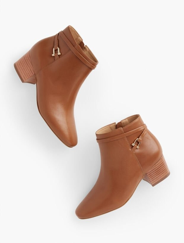 Harlow Buckle Leather Ankle Boots | Talbots