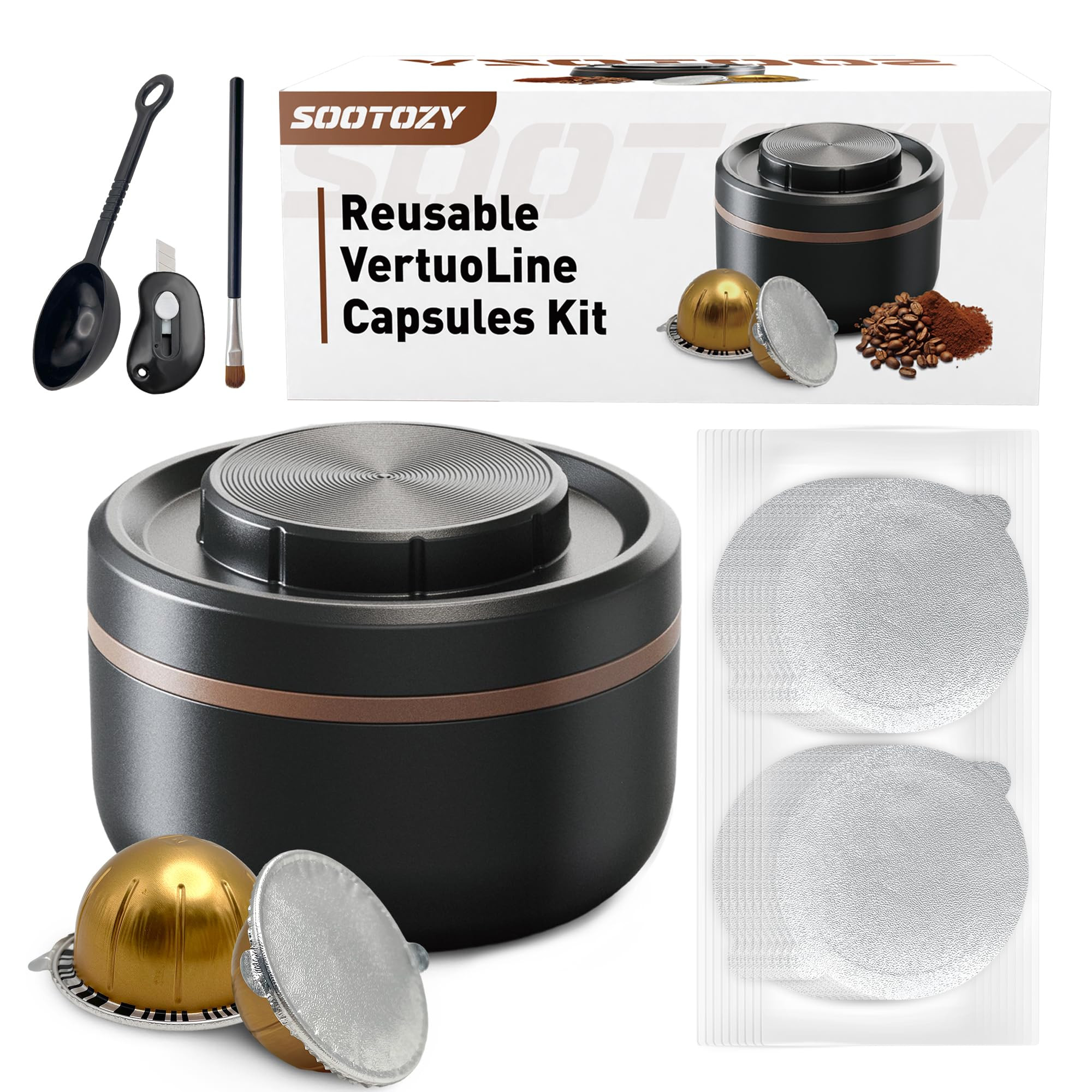 Reusable Vertuo Pods Kit for Nespresso, Reusable Vertuo Capsule for Nespresso with 100PC AL Foil ... | Amazon (US)