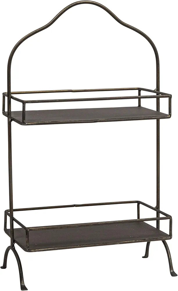 Creative Co-Op Decorative Metal 2 Tier Tray with Handle | Amazon (US)