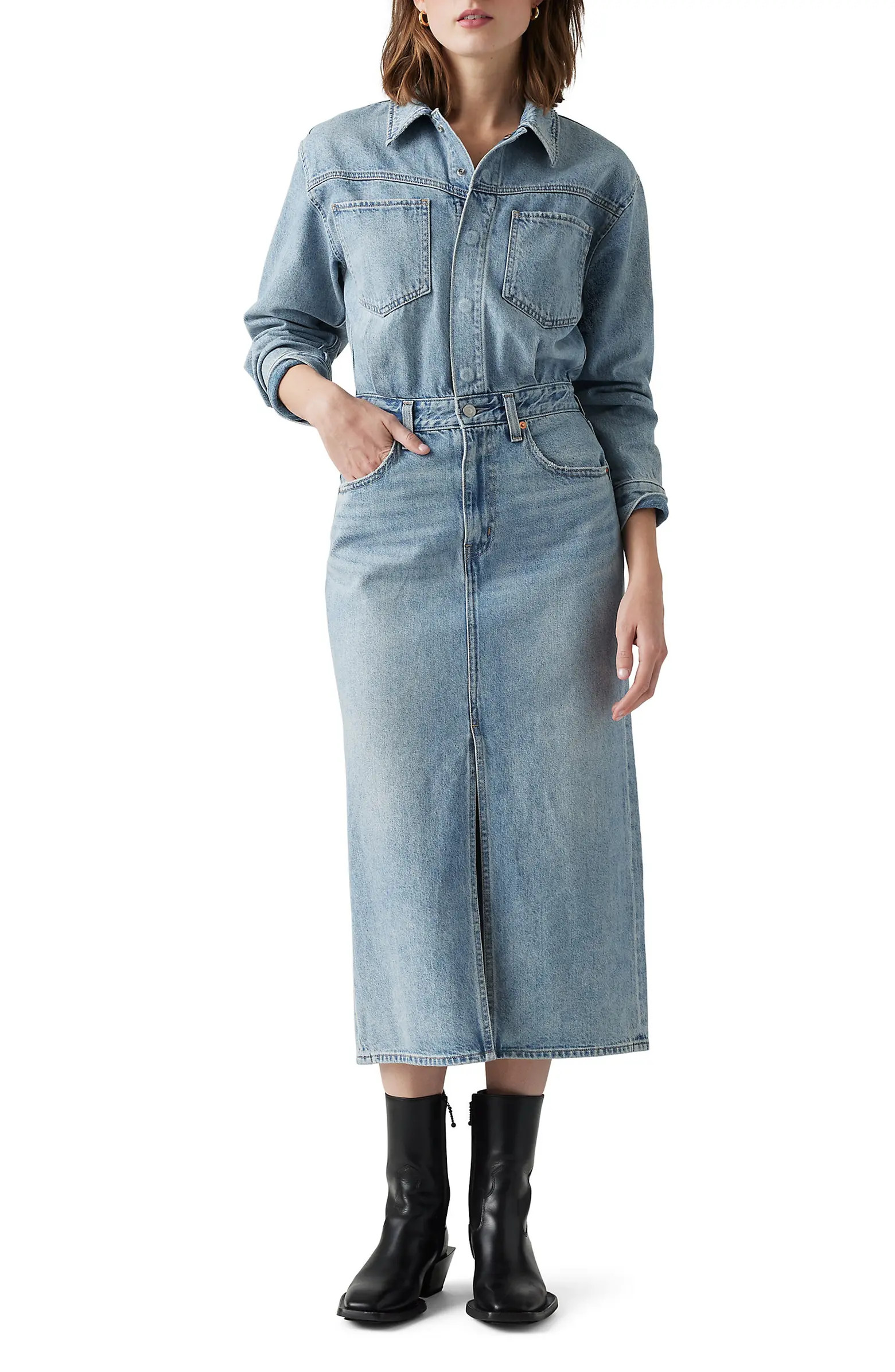Western Denim Midi Dress | Nordstrom
