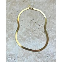 Bold Gold Herringbone Chain Necklace | Etsy (US)