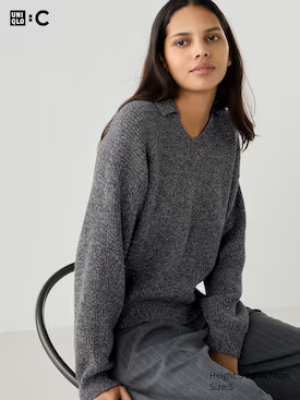 WOMEN'S UNIQLO : C MIX YARN POLO SWEATER | UNIQLO AU | Uniqlo Australia