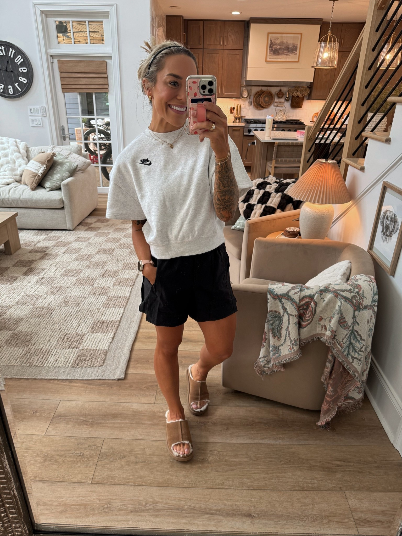 Current fave recent short sleeve crewneck find from Nike🖤✔️ comes in a few colors, runs oversized so size down! I’m in the XS! Currently on sale at Kohls🙏🏼 Also linked a few other things I’ve grabbed recently from them! 

Shorts are last year Lululemon 🫶🏼 linked my other go to black athletic short I’ve loved for almost 3 years now! & I LOVE my Ugg slipper slides as house shoes! Highly suggest.

Cozy / comfy /spring outfit / lounge / Holley Gabrielle / Vuori / Amazon / Walli 

#LTKStyleTip #LTKFindsUnder50 #LTKSaleAlert