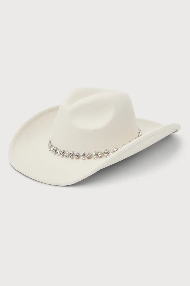Galloping Glitter Ivory Rhinestone Western Hat | Lulus