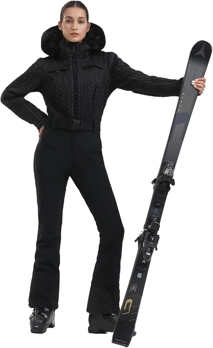 GSOU SNOW Ski Suit Women Snowsuit Slim One Piece Jumpsuit Snow Jackets Waterproof Winter Windproo... | Amazon (US)