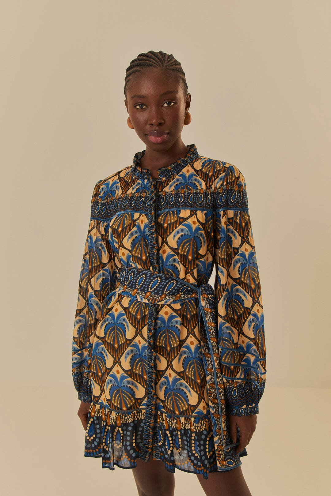 Beige Cocopalm Mini Dress | FarmRio (US)