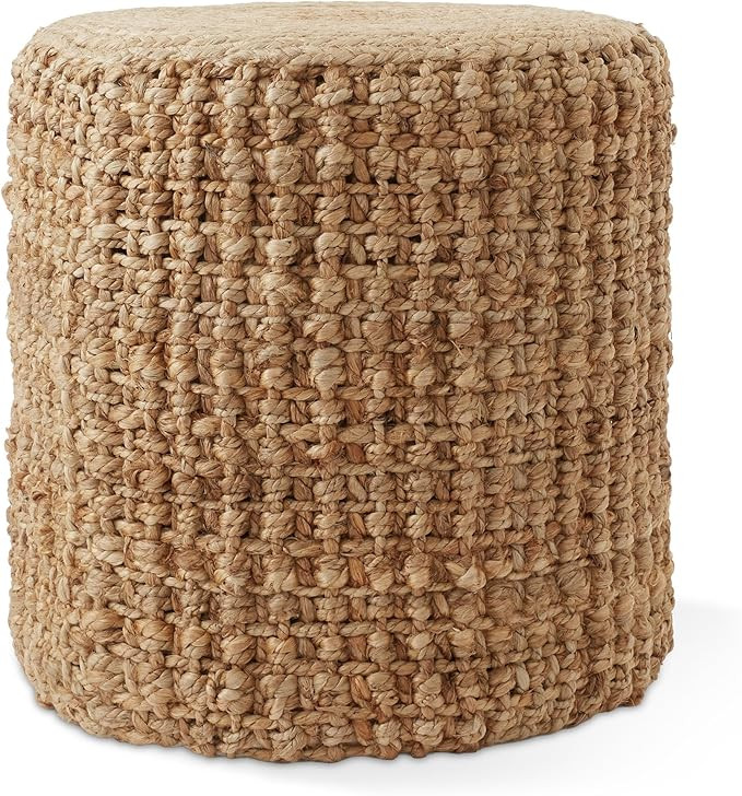 Casafield Handwoven Pouf Ottoman, 18" W x 18" D x 18" H Round Footrest, Woven Seagrass Ottoman, D... | Amazon (US)
