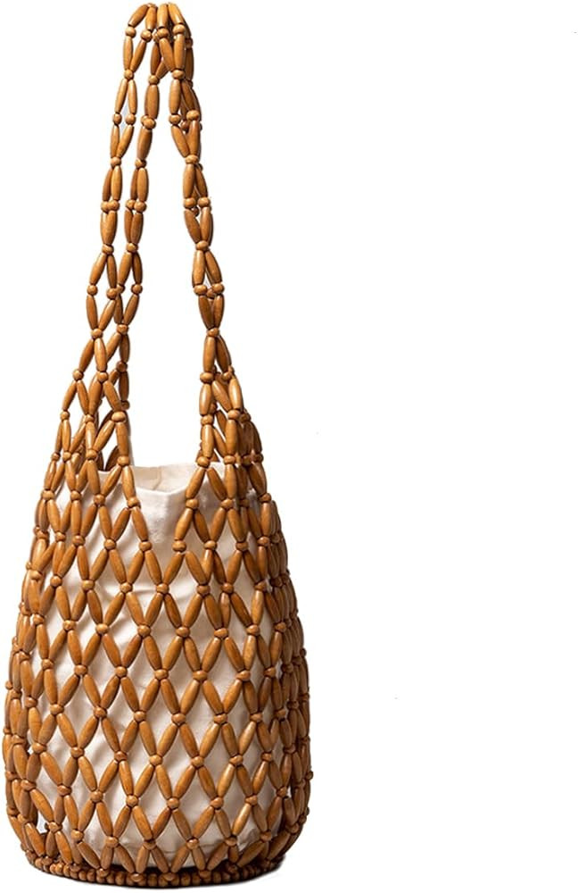 CORIOS Handmade Woven Bucket Bag Drawstring Handbag for Women Summer Beach Bag Bohemian Clutch Ba... | Amazon (UK)