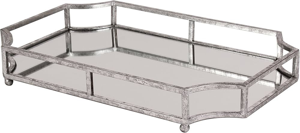 Kate and Laurel Ciel Metal Mirrored Ornate Scalloped Decorative Tray, Silver | Amazon (US)