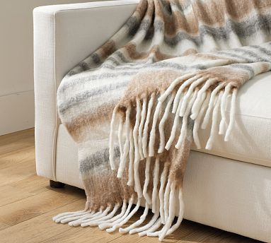 Faux Mohair Pomona Stripe Throw | Pottery Barn (US)