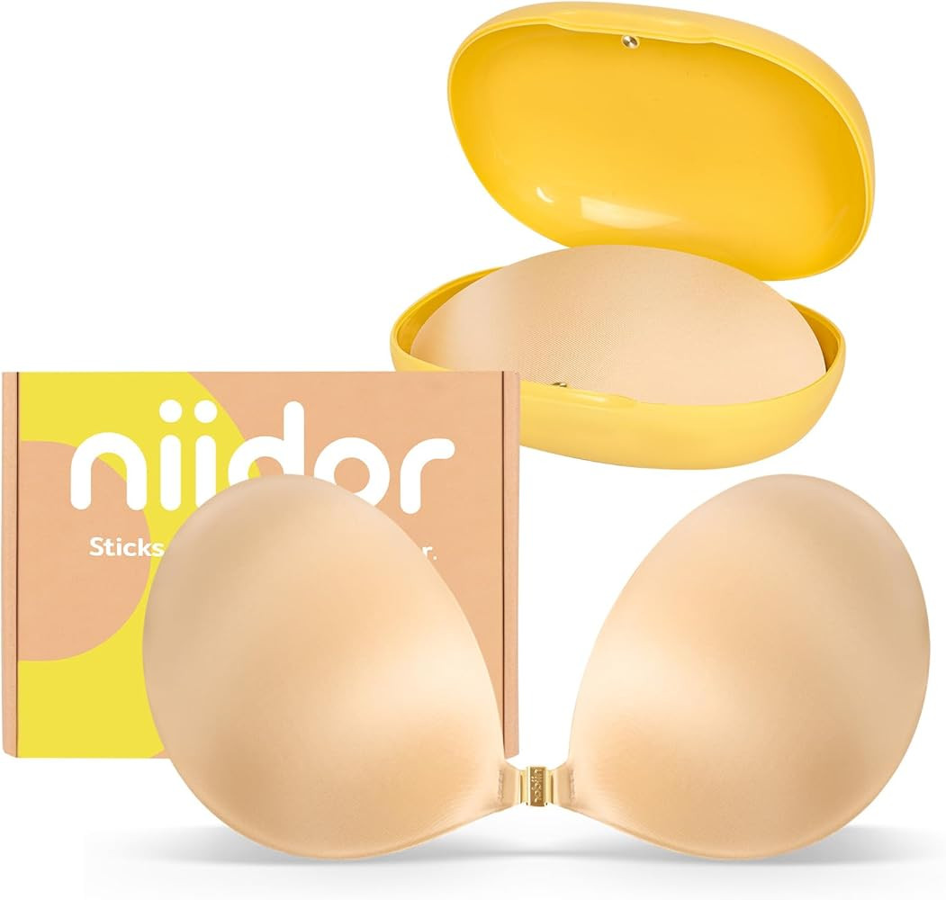 Niidor Women's Silicone Adhesive Bra, Invisible Sticky Bra, Strapless Backless Reusable Bra for W... | Amazon (US)
