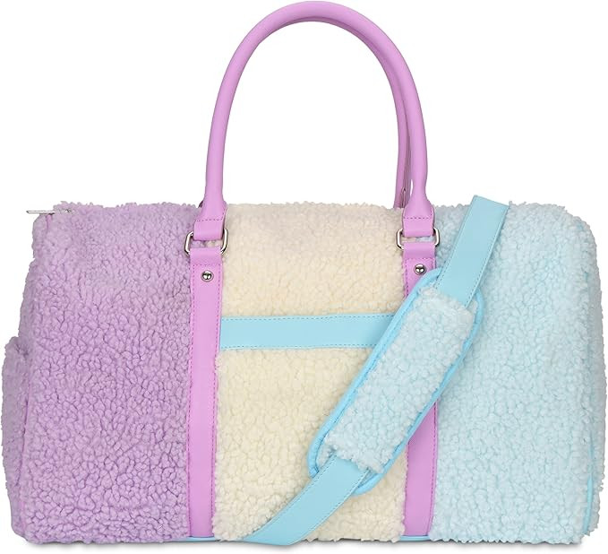 iscream Plush Sherpa 17" x 11" Duffle Bag for Sport and Travel with Adjustable Strap - Cozy Skies | Amazon (US)