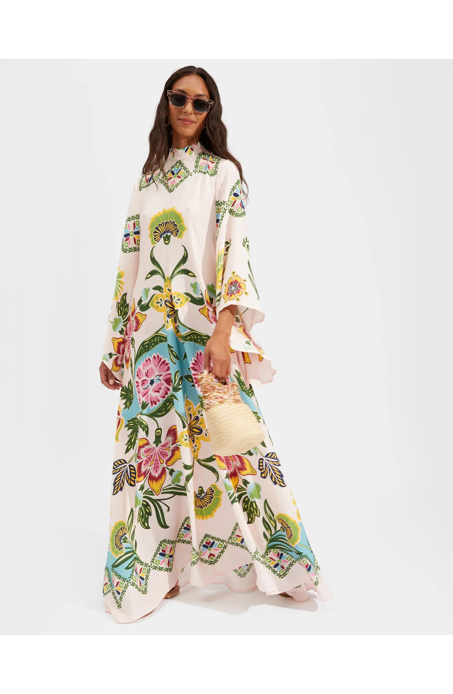 La DoubleJ Magnifico Dress Placée Folk Flowers Azzurro Pink | Nordstrom | Nordstrom