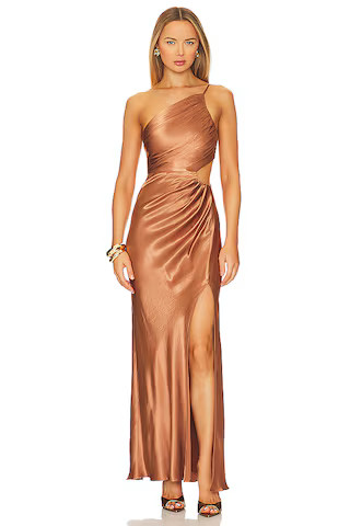 Shona Joy La Lune Asymmetrical Gathered Maxi Dress in Almond from Revolve.com | Revolve Clothing (Global)