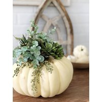 Fall Succulent Pumpkin, White Pumpkin Centerpiece, Arrangement, Neutral Decor | Etsy (US)
