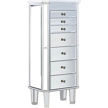 Powell Jewelry Armoire Wood, Silver Mirrored | Amazon (US)