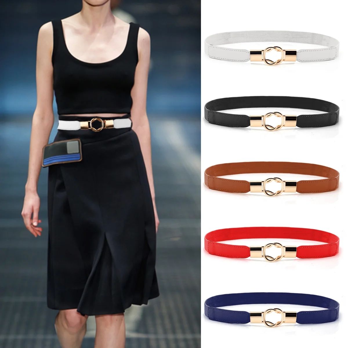 HQZY Women Skinny Waist Belt Elastic Thin Belt Waist Cinch Belt for Women Girls Accessories 1PC -... | Walmart (US)