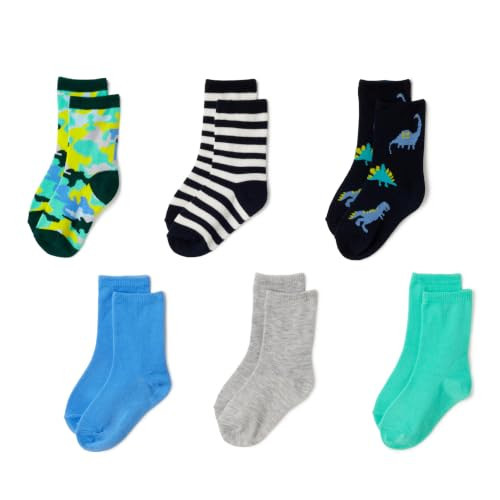 Amazon Essentials Boys' Patterned Crew Socks, 6 Pairs | Amazon (US)