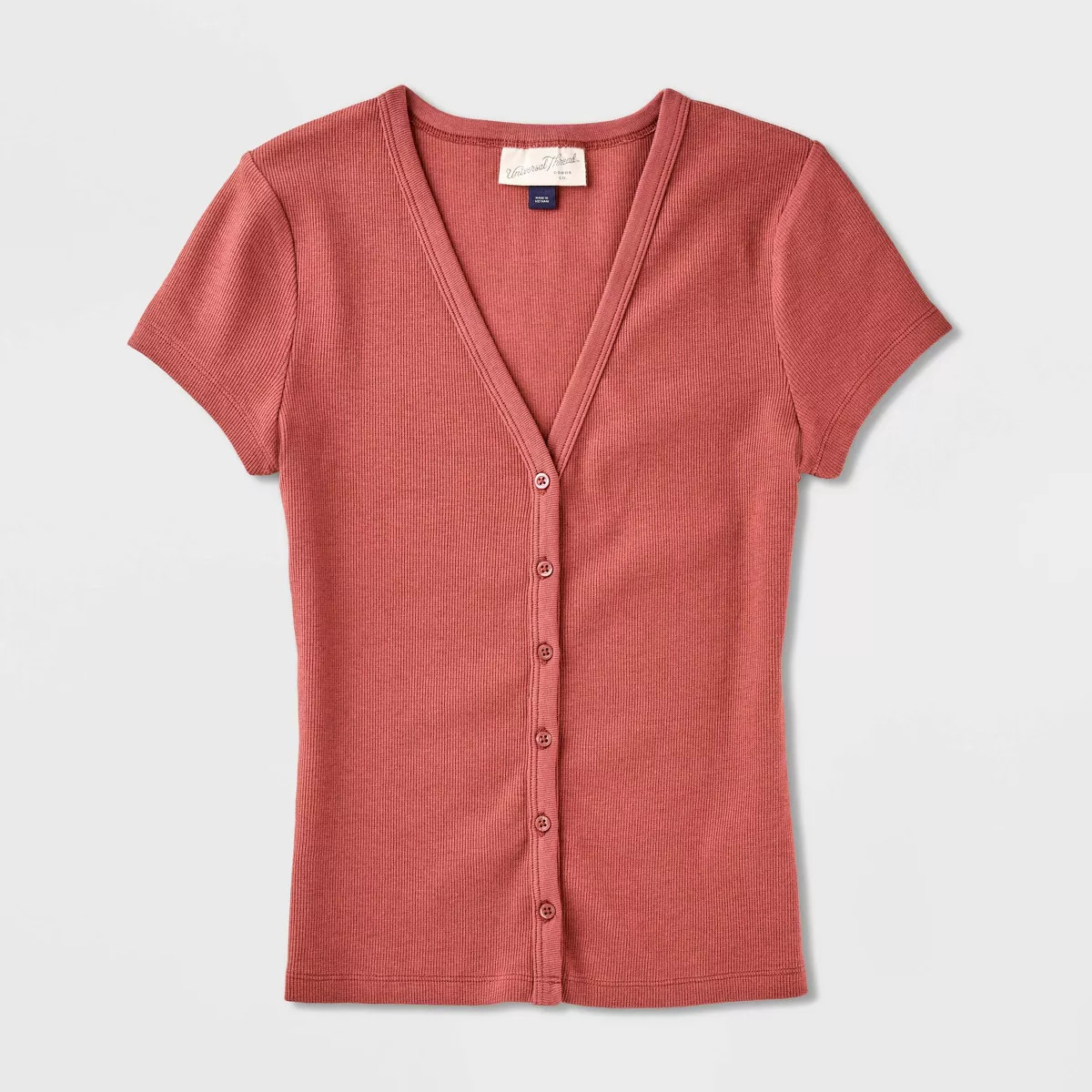 Women's Short Sleeve V-Neck Button-Down Shirt - Universal Thread™ Cream M | Target