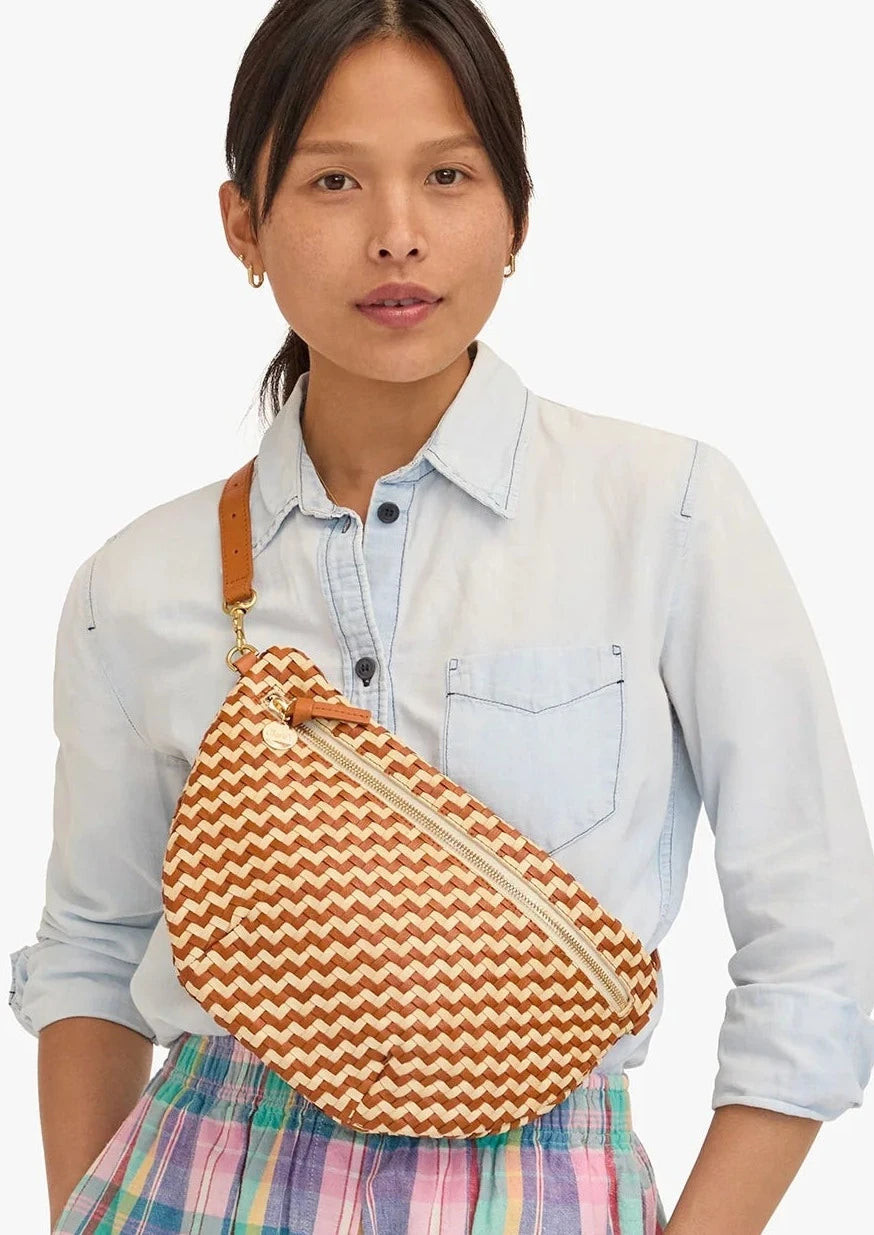 Clare V. Grande Fanny Tan Cream Woven | Four and Twenty Sailors