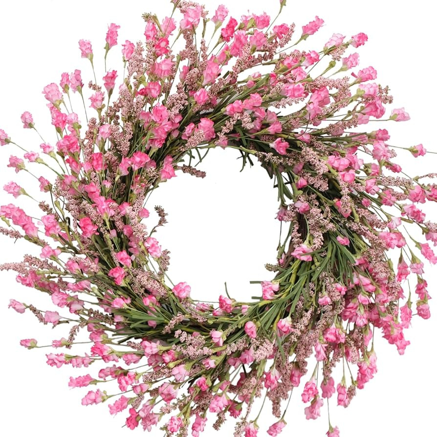 TEMPUS 20 Inch Pink Flower Wreath for Front Doors Spring and Summer for Indoor and Outdoor Decor ... | Amazon (US)
