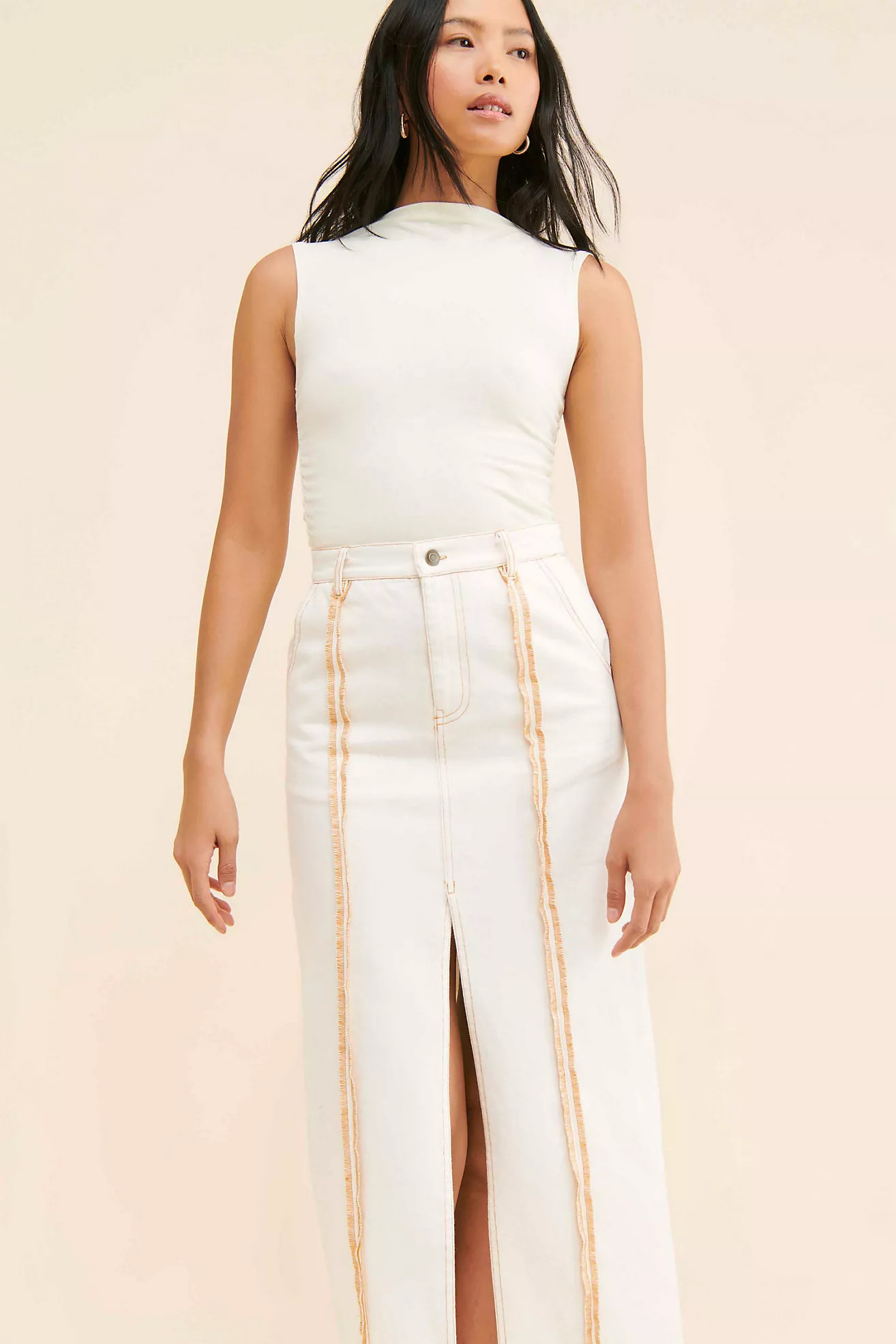 Moon River Overlock Midi Skirt | Anthropologie (US)