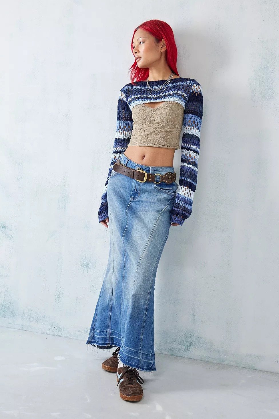 BDG Maxi falda de mezclilla lavada con cola de pez | Urban Outfitters (US and RoW)