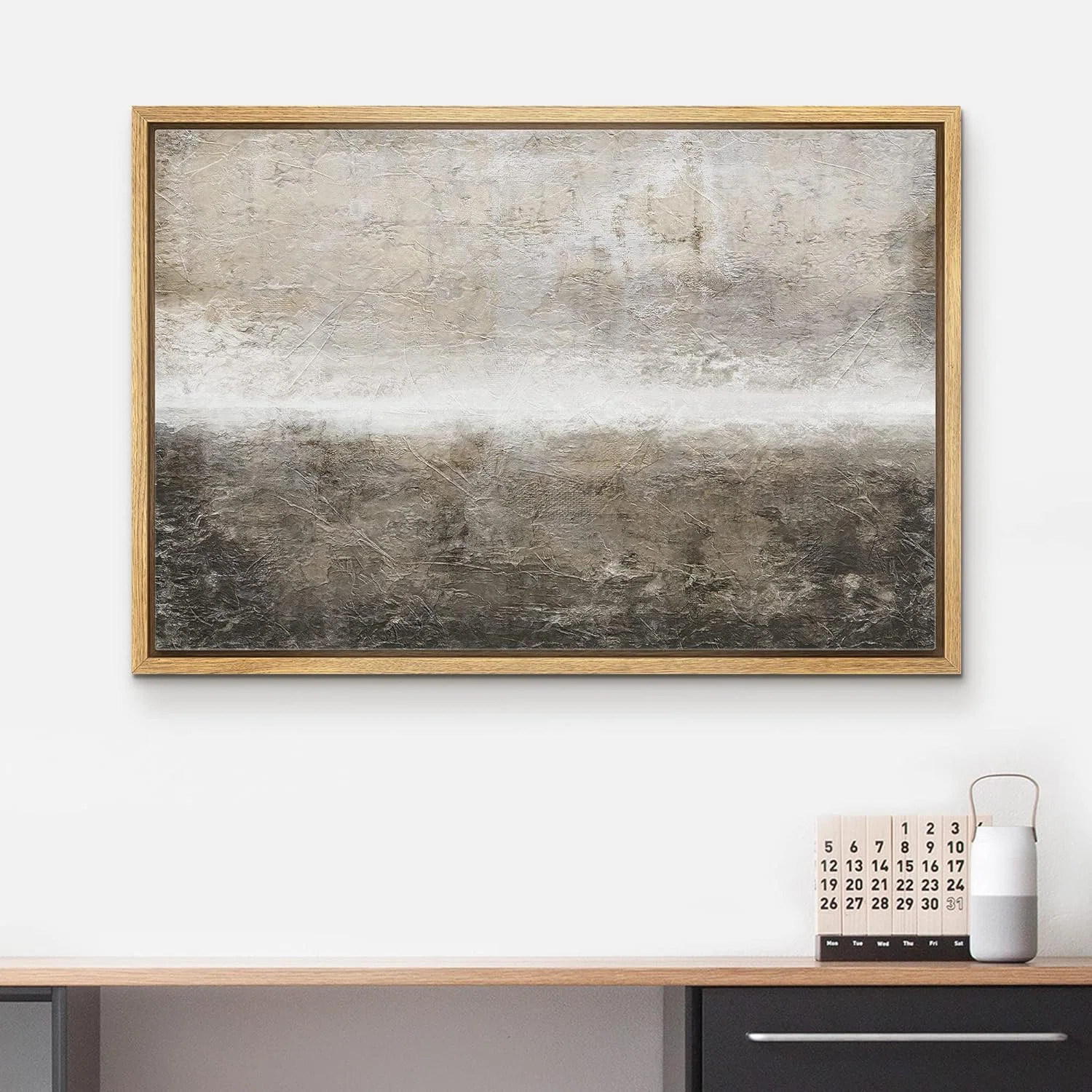 IDEA4WALL Minimal Landscape Minimal Brown Brush Stroke Pastel Abstract Landscape Contemporary Art... | Wayfair North America