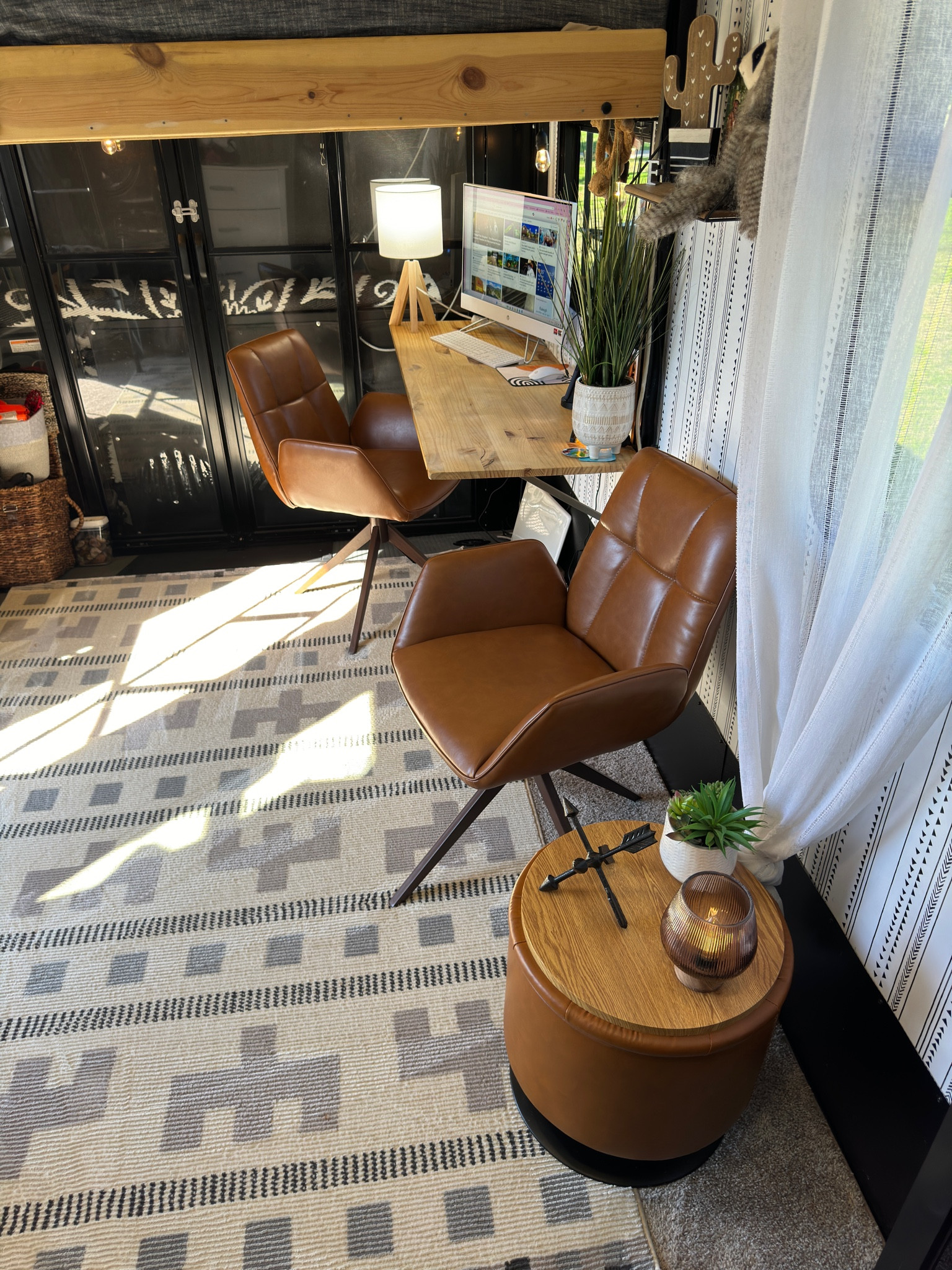 RV Toyhauler bedroom
This space works perfectly for homeschooling , my office and Maxon to have a chill zone where we can sit and he also can eat at this desk. Multiple uses for this space. 

#LTKhome #LTKtravel #LTKkids