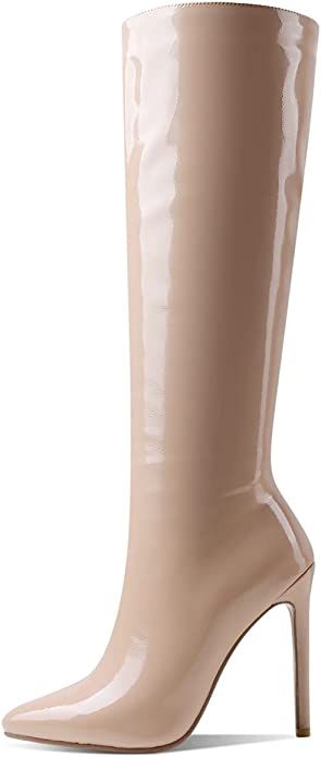 Amazon.com: Ciuyurra Fashion Ridding Boots Knee High Women Stiletto High Heels Wide Calf Pull on ... | Amazon (US)