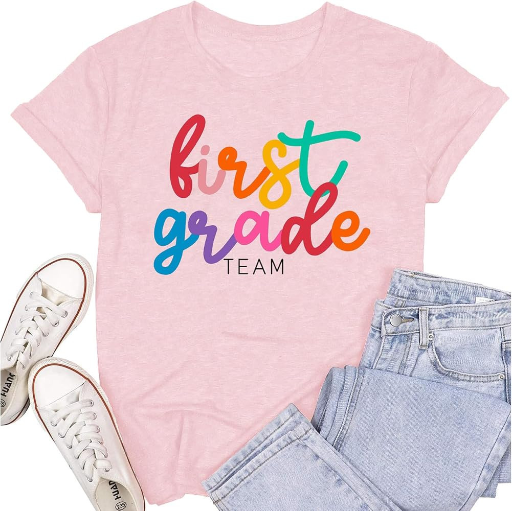 First Grade Teacher Team Shirts for Women 1st Grade Teacher Rainbow Tee Top Teaching Life Tshirt | Amazon (US)
