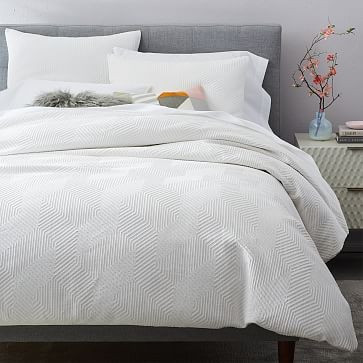 Organic Modern Geo Duvet Cover, Full/Queen, White | West Elm (US)