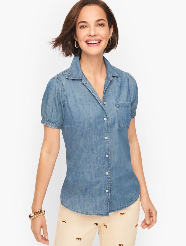 Striated Denim Top | Talbots