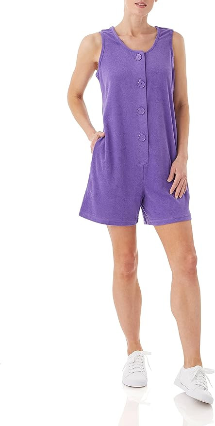 AmeriMark Women's Terry Knit Romper – Sleeveless Jumpsuit with Side Pockets | Amazon (US)
