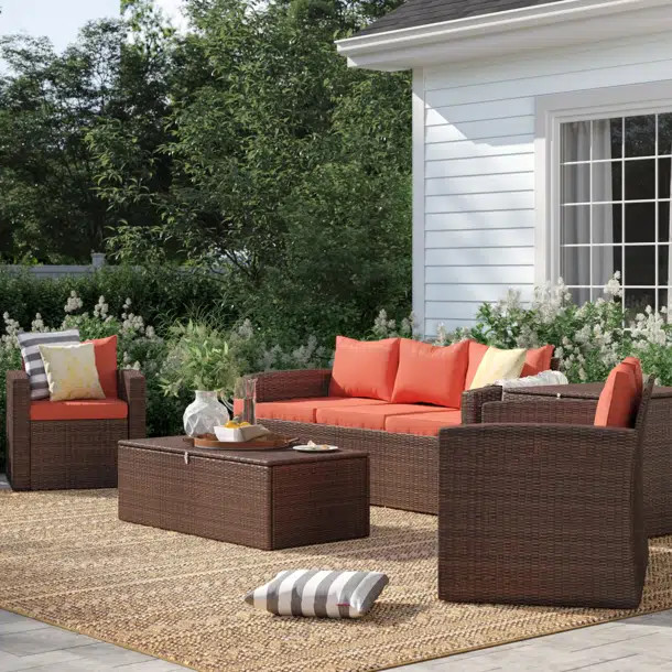 Arlington Wicker 6 - Person Seating Group with Cushions & 2 Storages | Wayfair North America