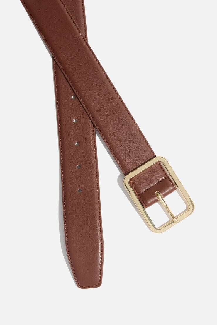 Rounded Square Faux Leather Belt | Dynamite Clothing