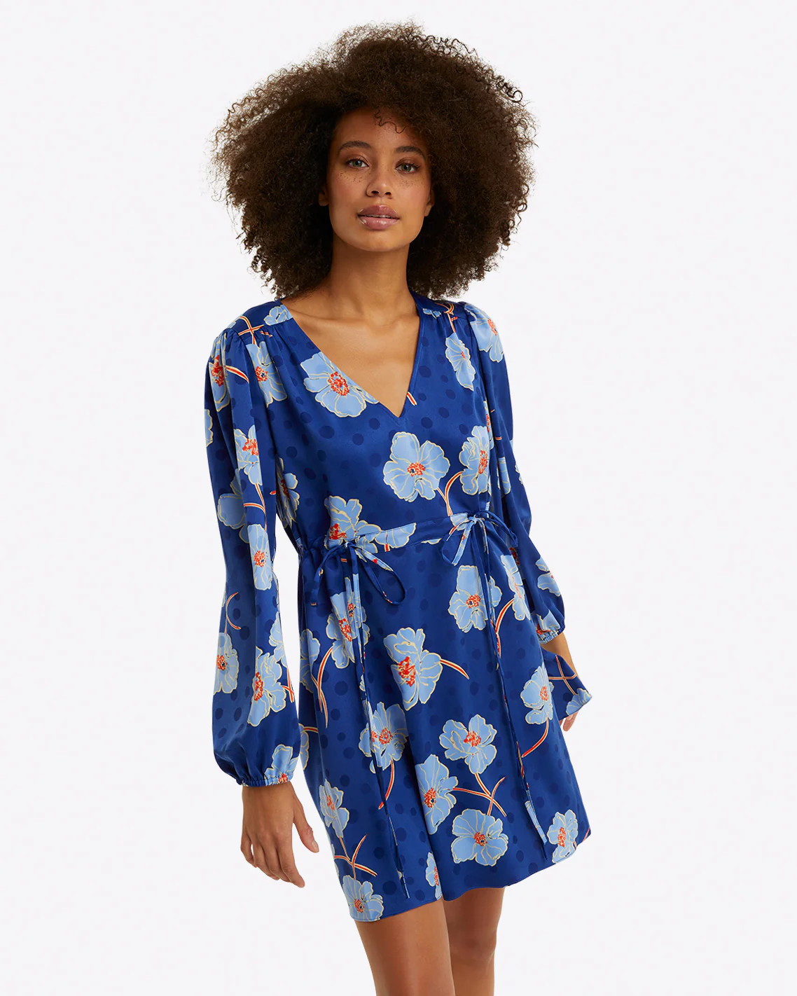 Kellie Babydoll Dress in Printed Dot Jacquard | Draper James (US)