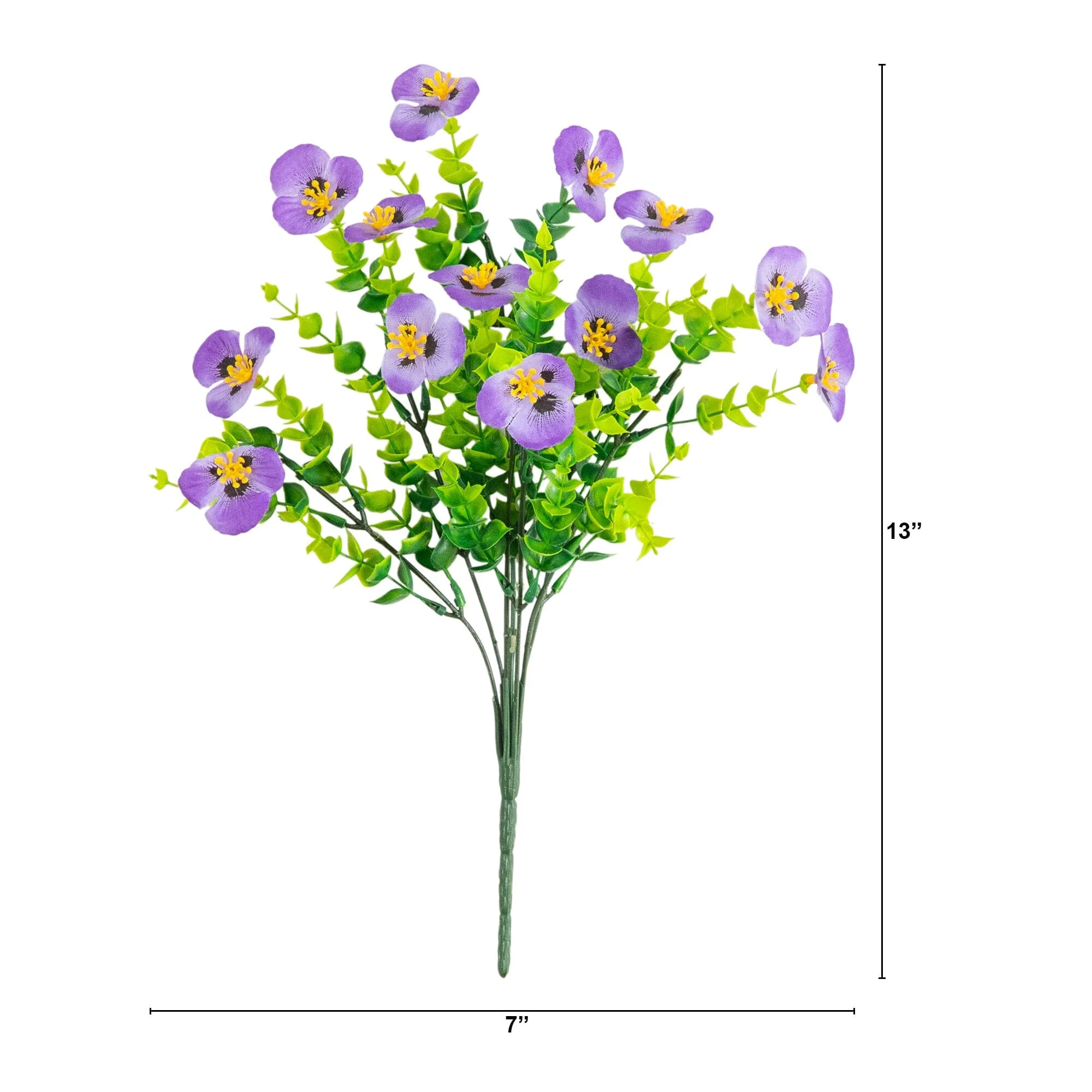 13in. UV Resistant Artificial Pansy Bush (Indoor/Outdoor) - Set of 12 | Nearly Natural