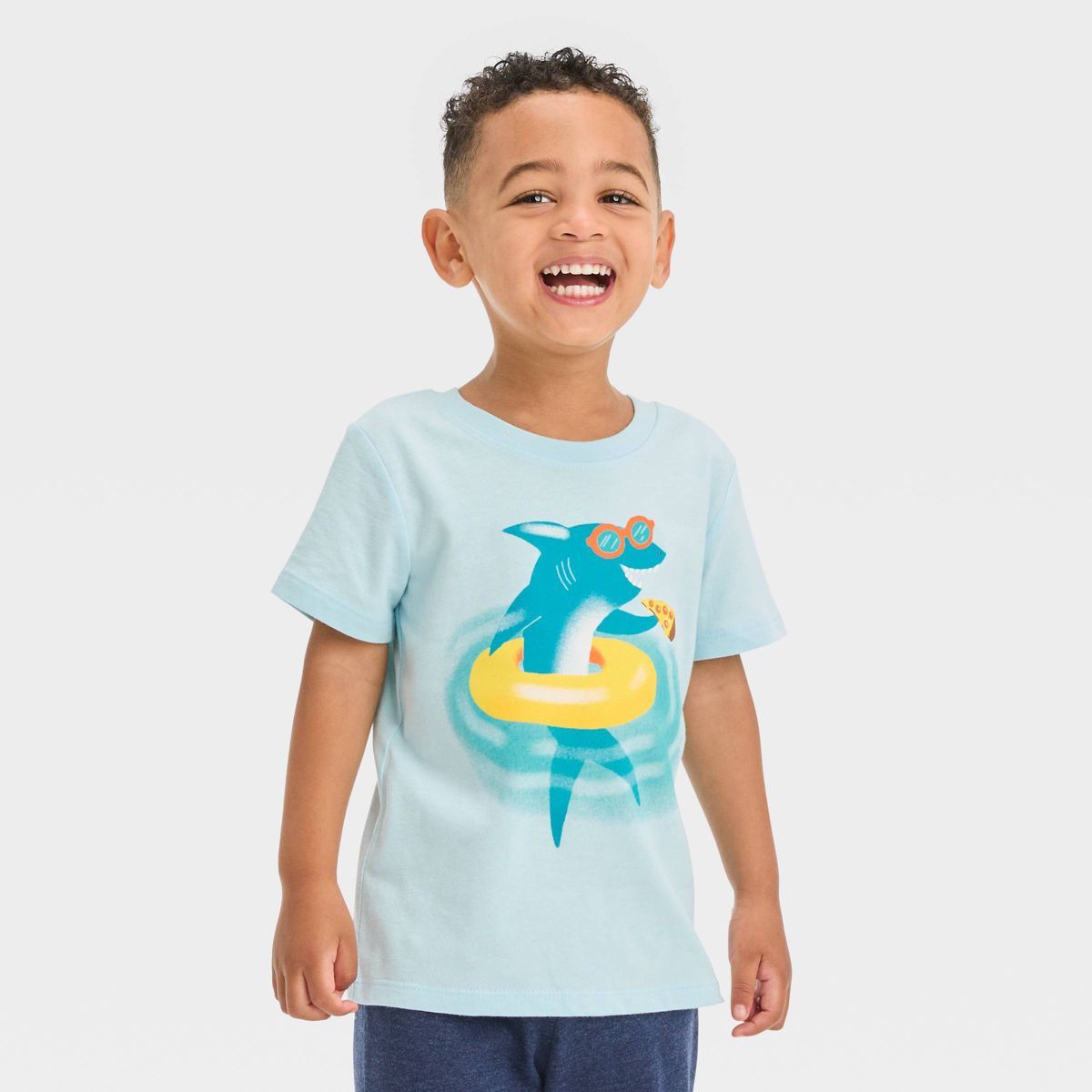 Toddler Boys' Shark Pizza Short Sleeve Graphic T-Shirt - Cat & Jack™ Blue | Target
