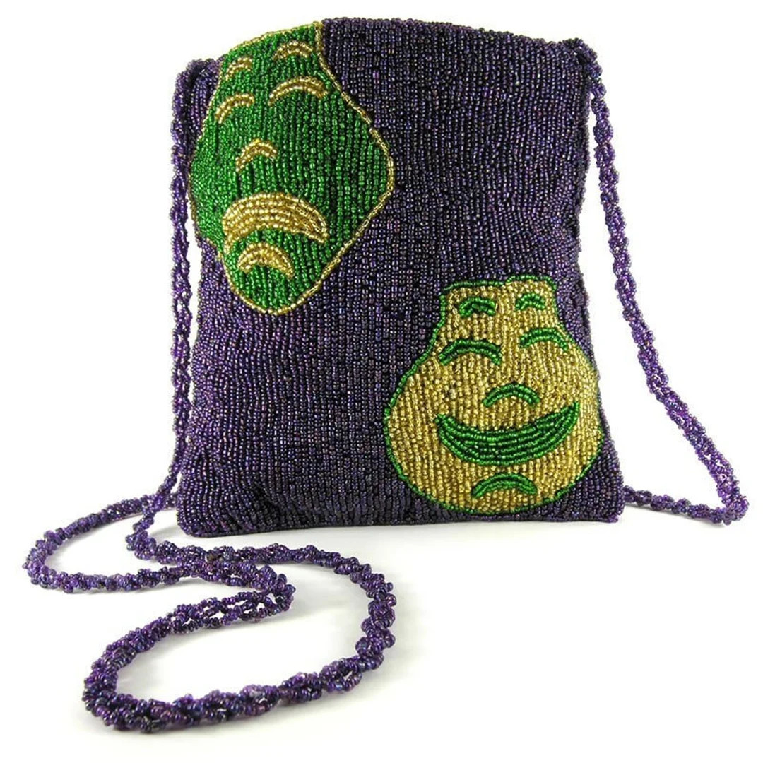 Glass Beaded Mardi Gras Ladies Evening Purse Comedy Tragedy - Etsy | Etsy (US)